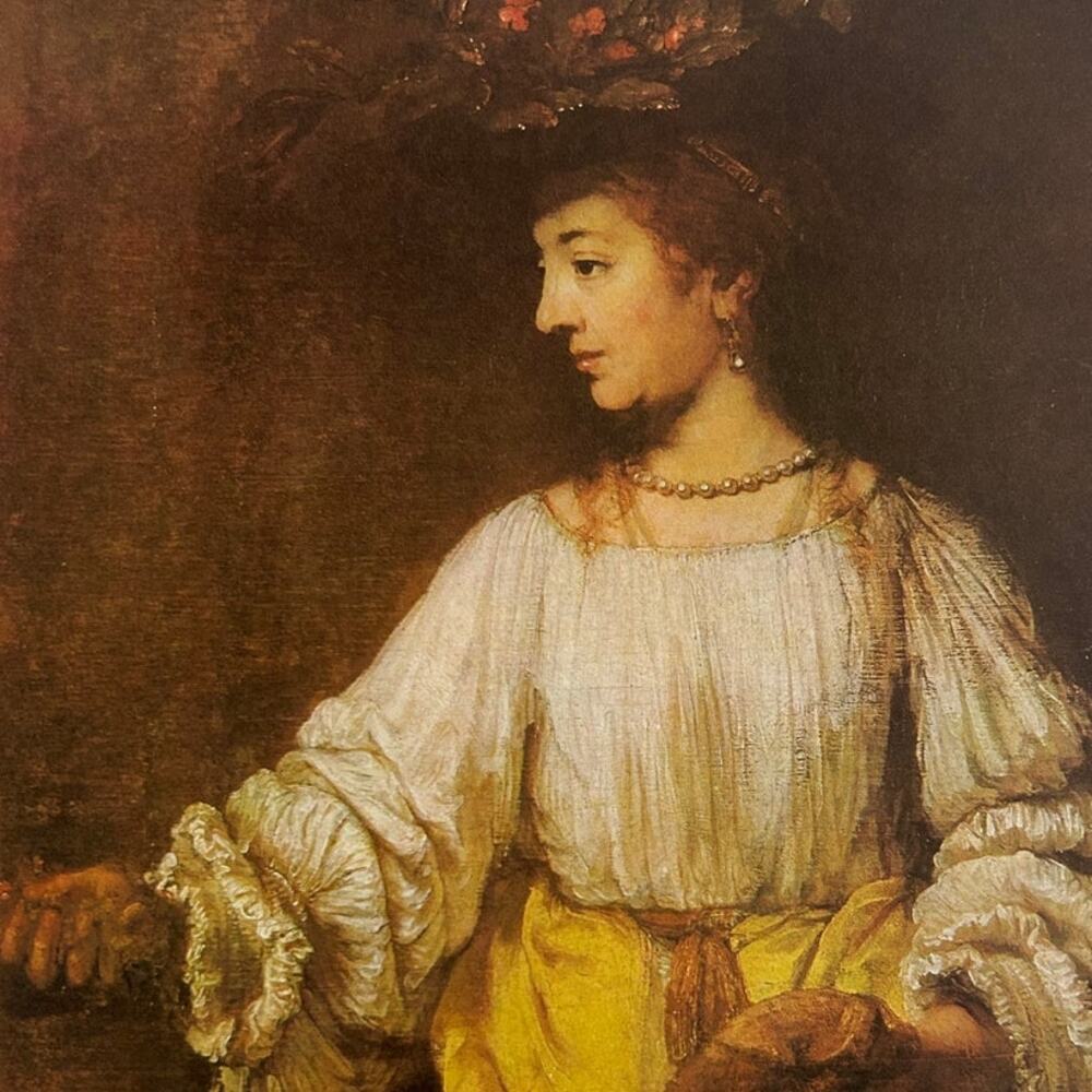 Rembrandt, Hendrickje Stofells as Flora Portrait, Painting Print ~ 250924-WH 651